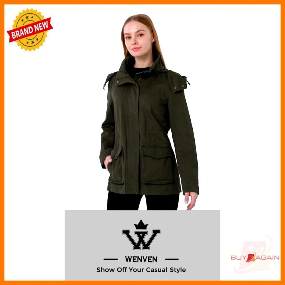 Lightweight Cotton Anorak Jacket Military Style Hooded Casual Chic Oversized Fit - Picture 7 of 7